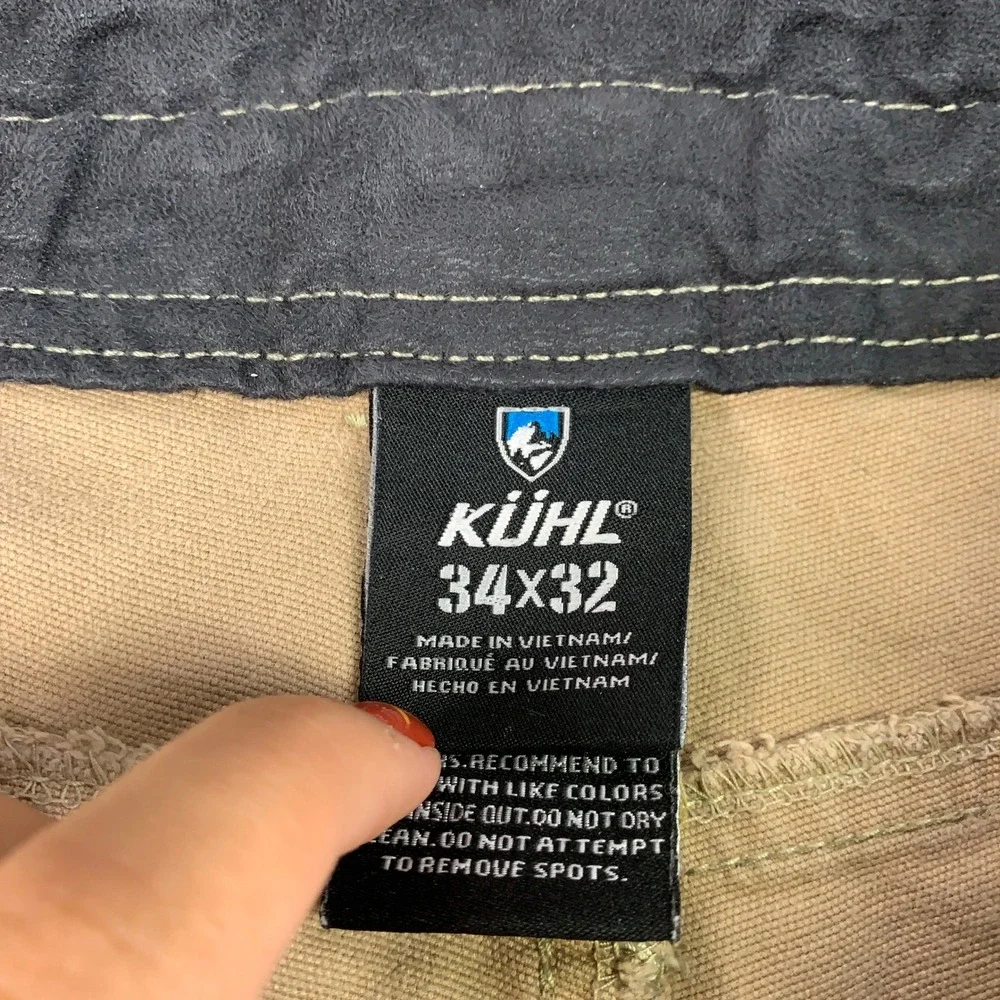 Kuhl Kanvus Jean Men's 34x32 Khaki Tan Outdoor Hiking Canvas Stretch Work Pants